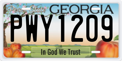 GA license plate PWY1209