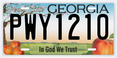 GA license plate PWY1210