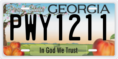 GA license plate PWY1211