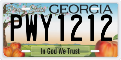 GA license plate PWY1212