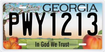 GA license plate PWY1213