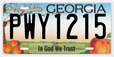 GA license plate PWY1215