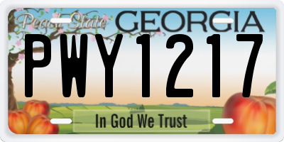 GA license plate PWY1217