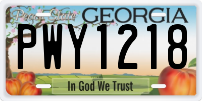 GA license plate PWY1218