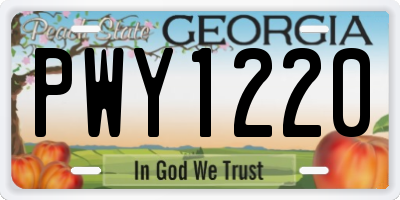 GA license plate PWY1220