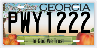 GA license plate PWY1222