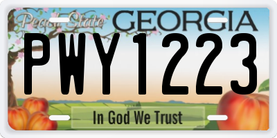 GA license plate PWY1223