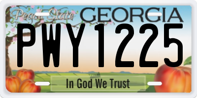 GA license plate PWY1225