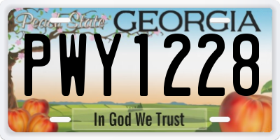 GA license plate PWY1228