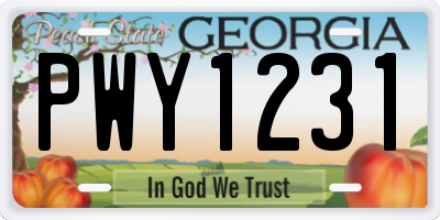 GA license plate PWY1231