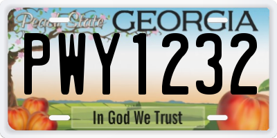 GA license plate PWY1232