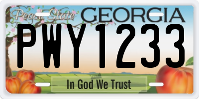 GA license plate PWY1233