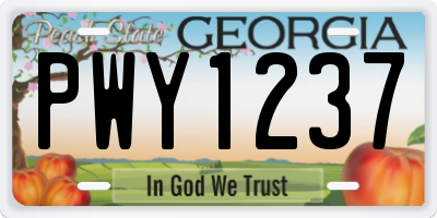 GA license plate PWY1237