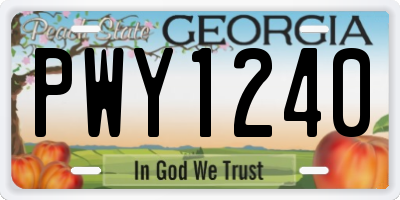GA license plate PWY1240