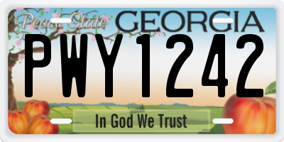 GA license plate PWY1242