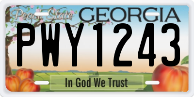 GA license plate PWY1243