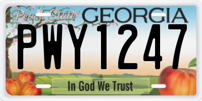 GA license plate PWY1247