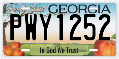 GA license plate PWY1252