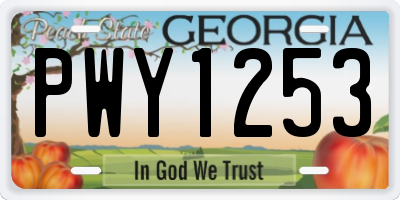 GA license plate PWY1253