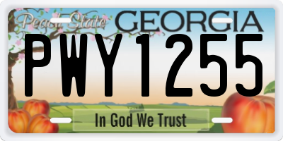 GA license plate PWY1255
