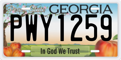 GA license plate PWY1259