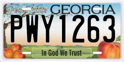 GA license plate PWY1263