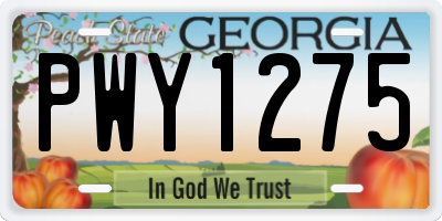 GA license plate PWY1275