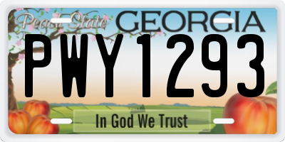GA license plate PWY1293