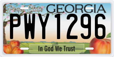 GA license plate PWY1296