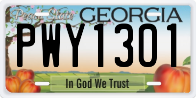 GA license plate PWY1301