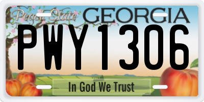 GA license plate PWY1306