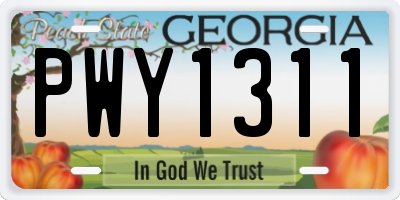 GA license plate PWY1311