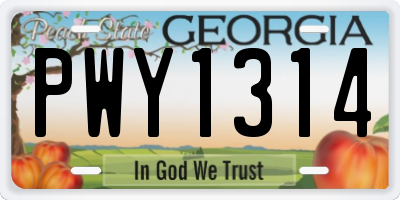 GA license plate PWY1314