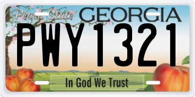 GA license plate PWY1321