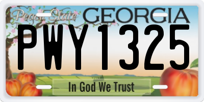 GA license plate PWY1325