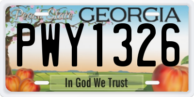GA license plate PWY1326