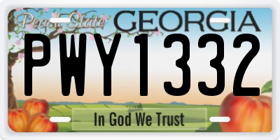 GA license plate PWY1332