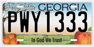 GA license plate PWY1333