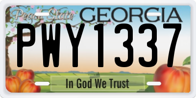 GA license plate PWY1337