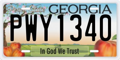 GA license plate PWY1340