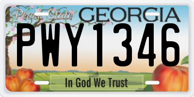 GA license plate PWY1346