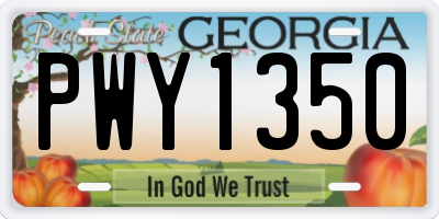 GA license plate PWY1350