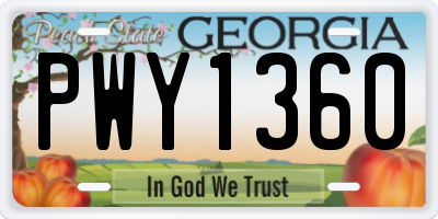 GA license plate PWY1360