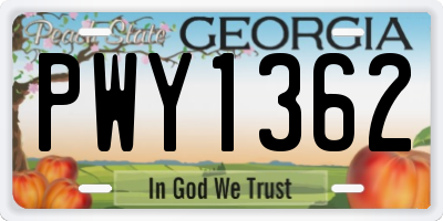 GA license plate PWY1362
