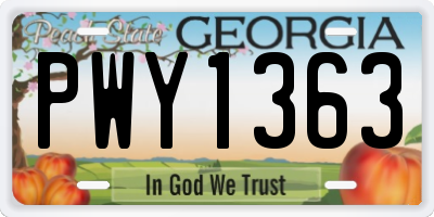 GA license plate PWY1363
