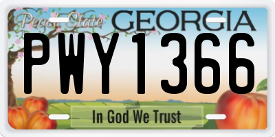 GA license plate PWY1366