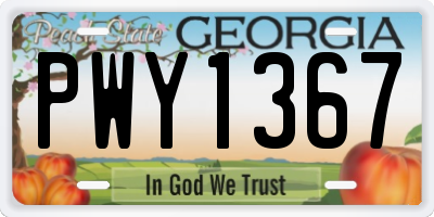 GA license plate PWY1367