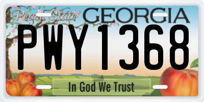 GA license plate PWY1368