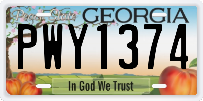 GA license plate PWY1374