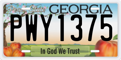 GA license plate PWY1375